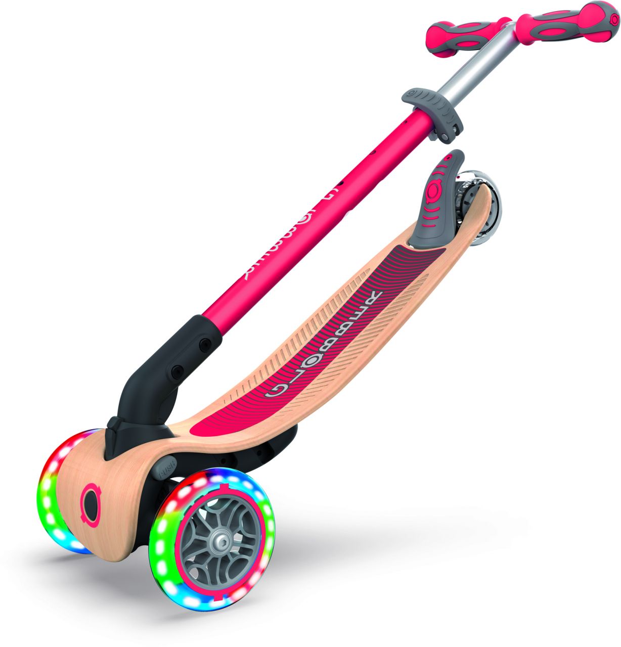 Globber Mini Scooter | Primo Foldable | Wood Lights | Rot