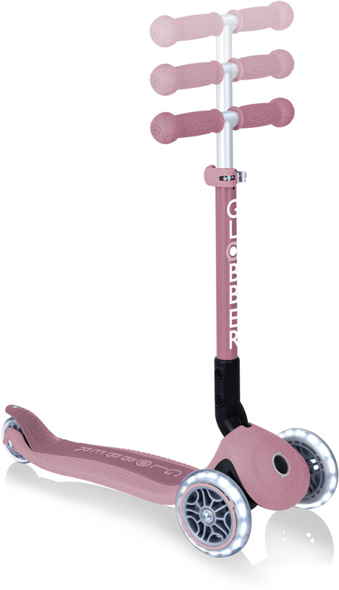 Globber Mini Scooter | JUNIOR Foldable Lights Eco | Berry