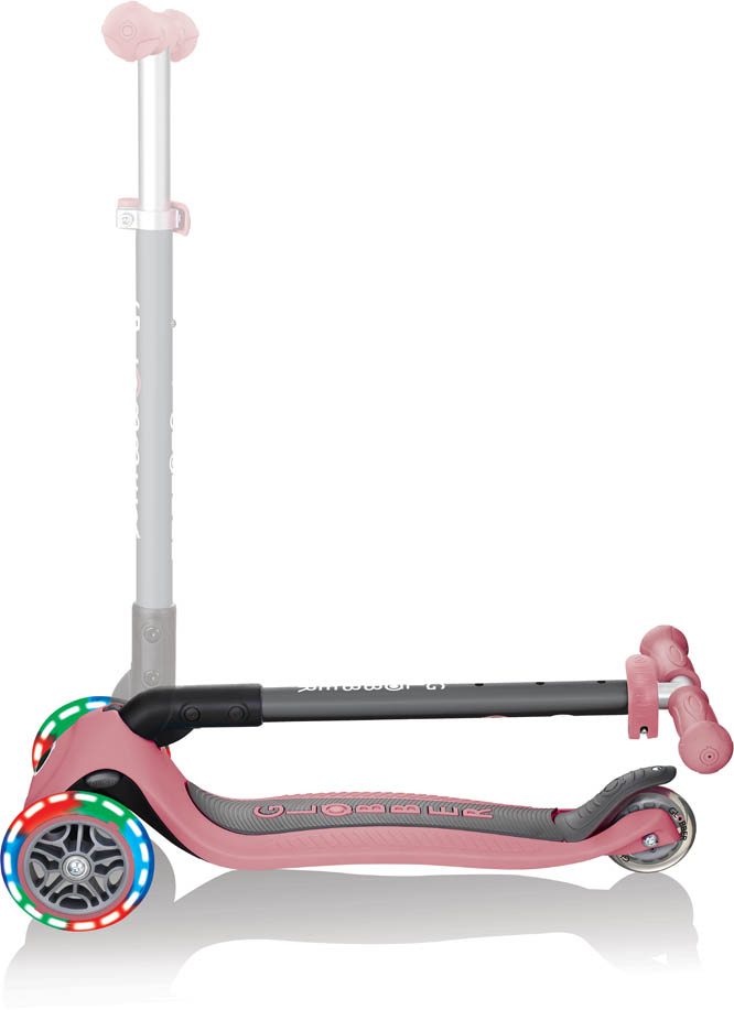 Globber Mini Scooter | Primo Foldable Lights | Anodized T-Bar | Pastel pink